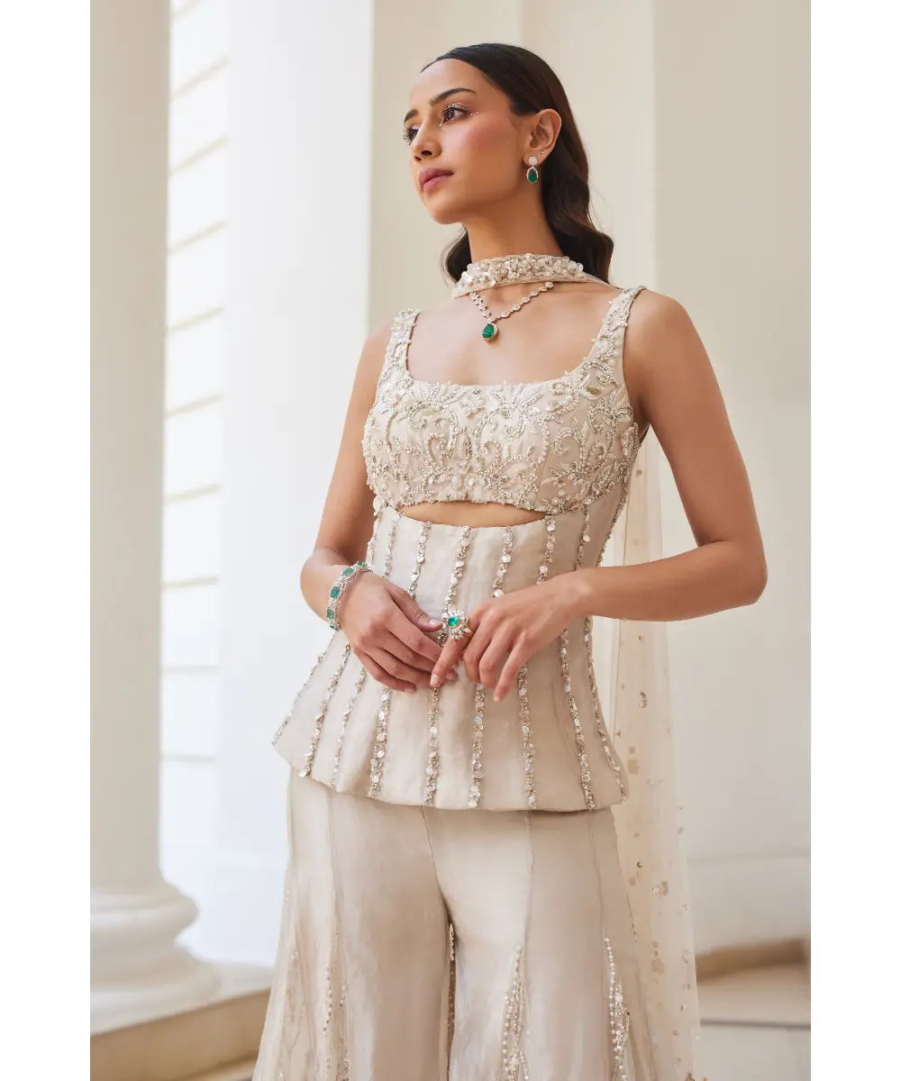 SANYA GULATI - Tissue Sharara and Corset Set